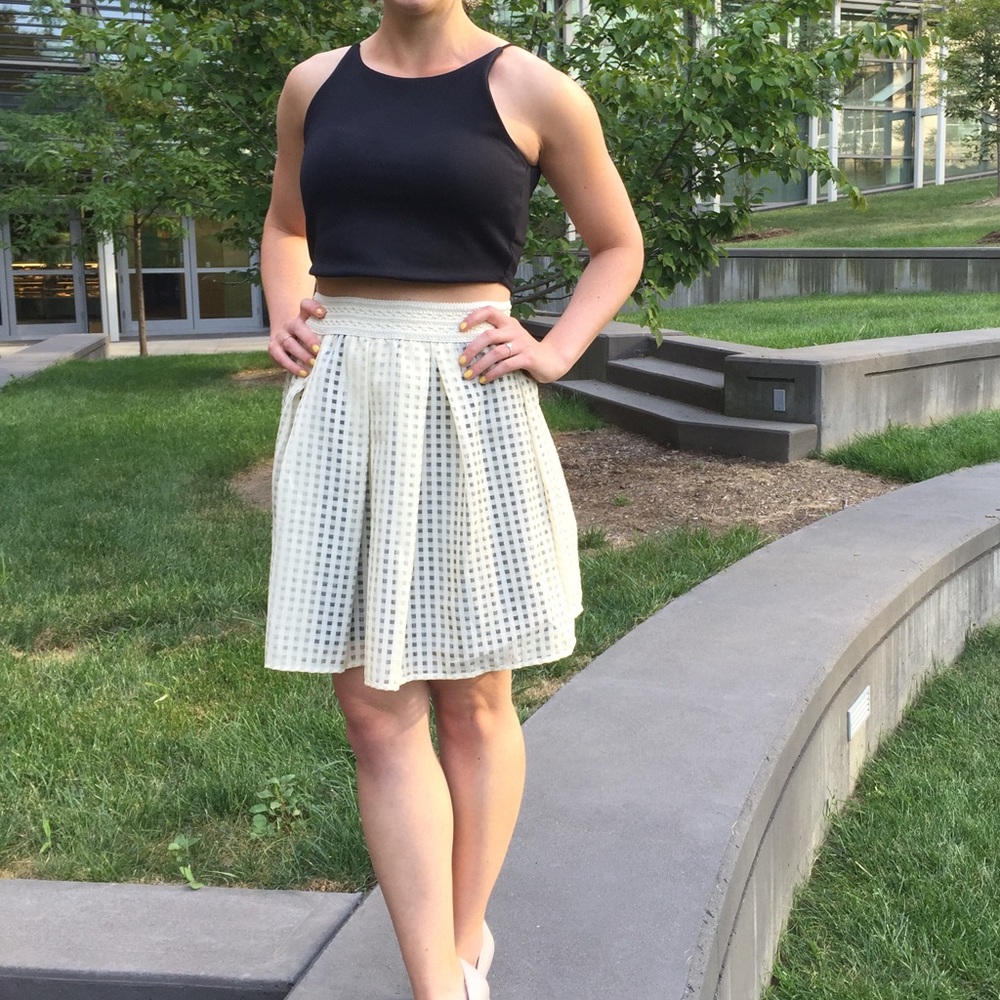 Francesca’s blush skater skirt checkered plaid Swiftie spring ballerina Easter M